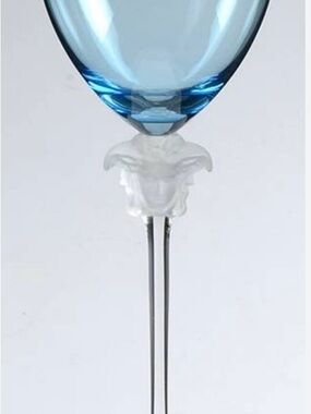 Versace Blue and Clear Medusa Stem Wine Glass